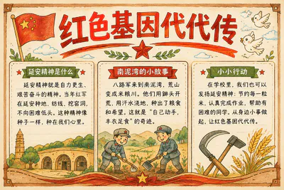 红色基因代代传彩绘