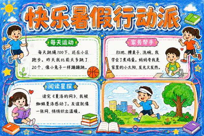 快乐暑假行动派彩绘