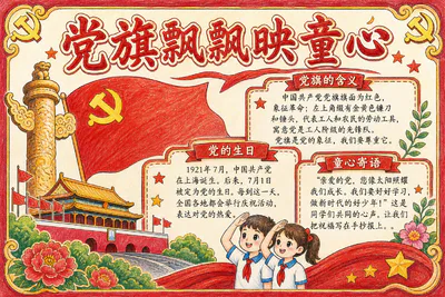 党旗飘飘映童心彩绘
