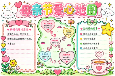 母亲节爱心地图彩绘