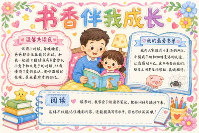 书香伴我成长彩绘