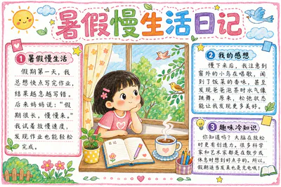 暑假慢生活日记彩绘