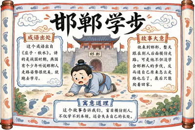 邯郸学步彩绘
