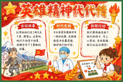 英雄精神代代传彩绘