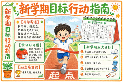 新学期目标行动指南彩绘