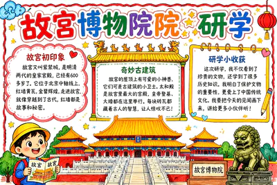 故宫博物院研学手抄报彩绘