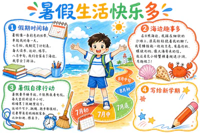 暑假生活快乐多彩绘