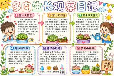 多肉生长观察日记彩绘
