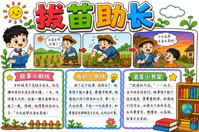 拔苗助长彩绘