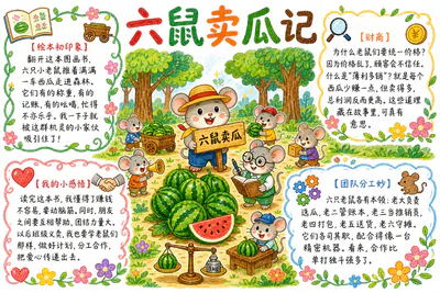 六鼠卖瓜记彩绘