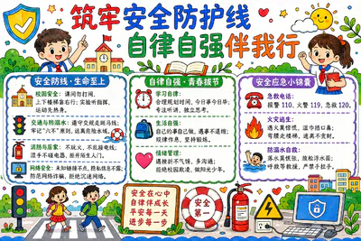 筑牢安全防护线 自律自强伴我行彩绘