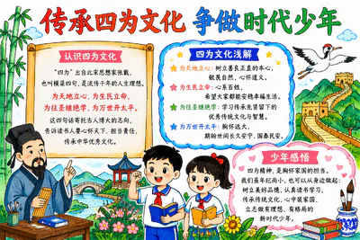 传承四为文化 争做时代少年彩绘