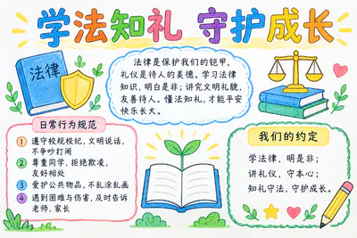 学法知礼 守护成长彩绘