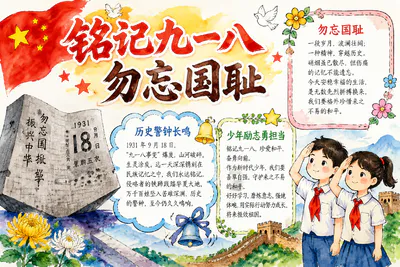 铭记九一八 勿忘国耻彩绘