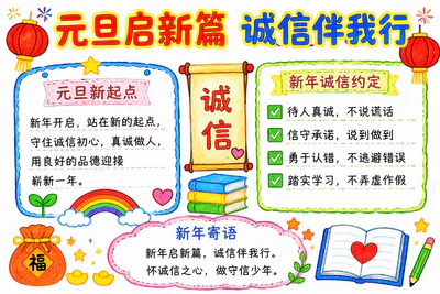 元旦启新篇 诚信伴我行彩绘