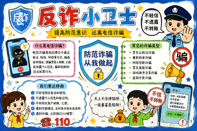 反诈小卫士 远离电信诈骗彩绘