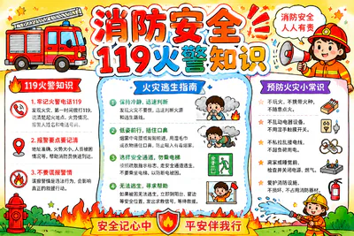 消防安全 119火警知识彩绘