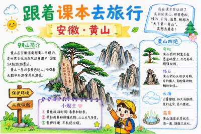 跟着课本去旅行 安徽黄山彩绘