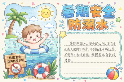 暑期安全防溺水彩绘