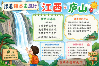 跟着课本去旅行 江西庐山彩绘