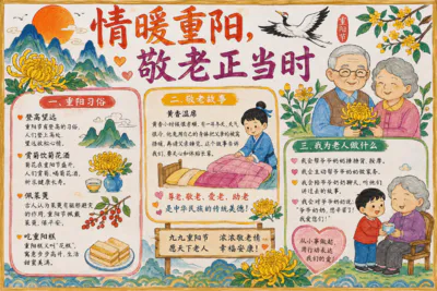 情暖重阳 敬老正当时彩绘
