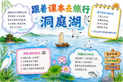 跟着课本去旅行 洞庭湖彩绘