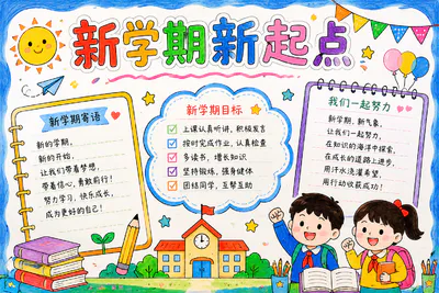新学期新目标手抄报彩绘