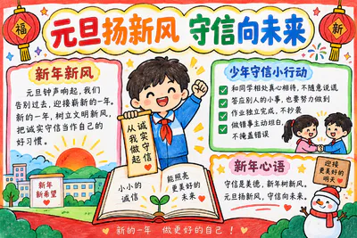 元旦启新篇 诚信伴我行彩绘
