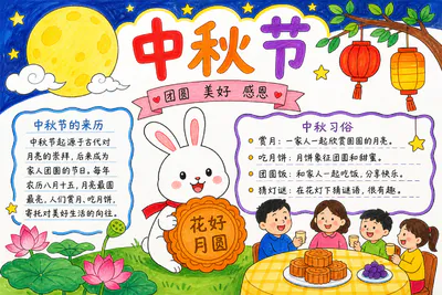中秋节主题手抄报彩绘
