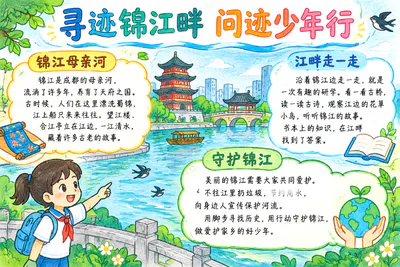 寻迹锦江畔 问迹少年行彩绘