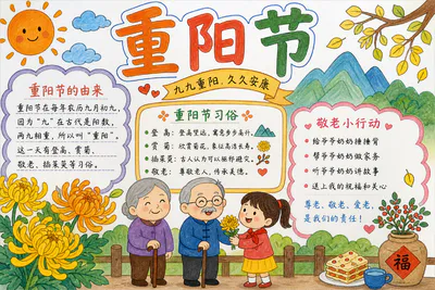重阳节主题手抄报彩绘