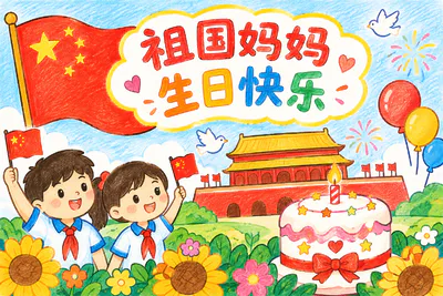 祖国妈妈 生日快乐彩绘