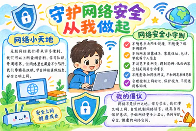 守护网络安全 从我做起彩绘