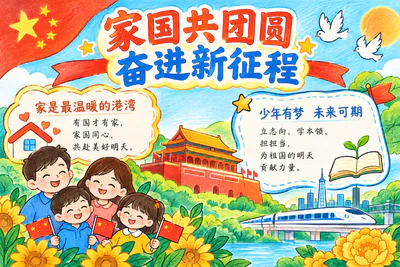 家国共团圆 奋进新征程彩绘