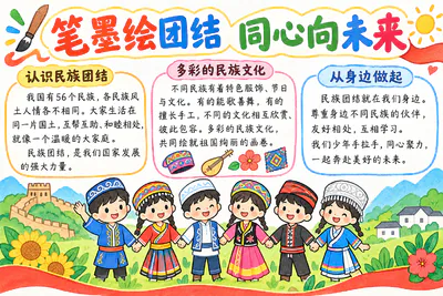 笔墨绘团结 同心向未来彩绘