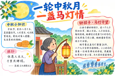 一轮中秋月 一盏马灯情彩绘
